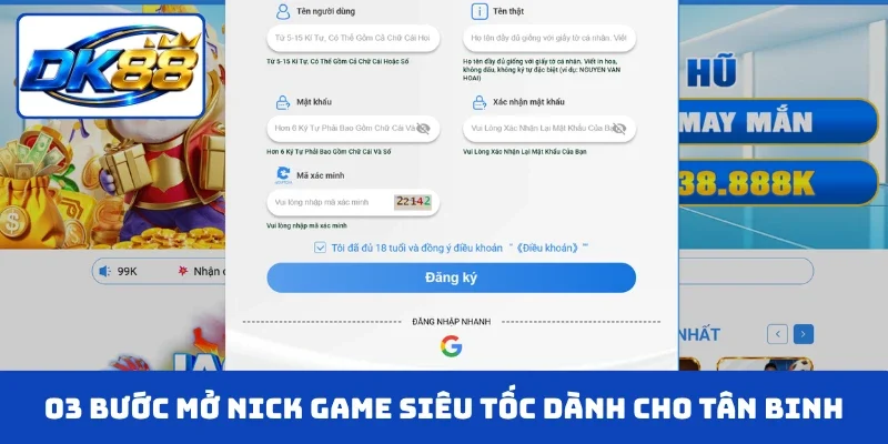 03 bước mở nick game siêu tốc dành cho tân binh